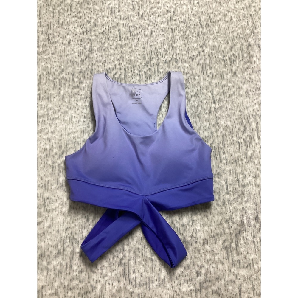 Nylora Purple Ombre Wrap Waist Racerback Sports Bra XS Lavender Violet Training‎